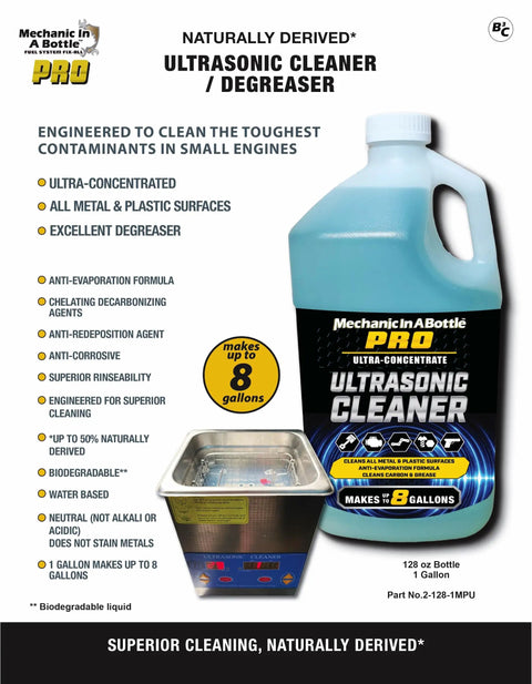 Badass Ultrasonic Cleaner And Degreaser Concentrate 128 Oz for cleaning carburetors, fuel injectors, and engine parts.