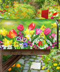 Spring Tulip Magnetic Mailbox Cover 21 By 18 Inches Fits Standard Mailboxes Outdoor Garden Decor Welcome Home Yard Decor Meets USPS Requirements Durable Magnetic Cover For Weatherproof Outdoor Use And Fast Seasonal Swap