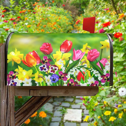 Spring Tulip Magnetic Mailbox Cover 21 By 18 Inches Fits Standard Mailboxes Outdoor Garden Decor Welcome Home Yard Decor Meets USPS Requirements Durable Magnetic Cover For Weatherproof Outdoor Use And Fast Seasonal Swap
