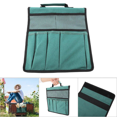 Foldable Portable Garden Tool Pouch And Kneeling Stool Bag For Outdoor Gardening With Large Capacity Storage And Easy Fold Open Design