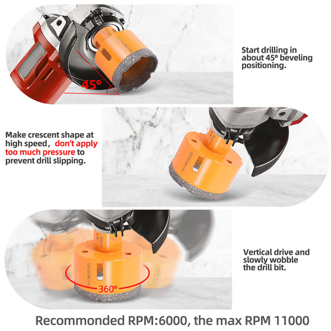 Demonstration of Diamond Core Drill Bits Set 6mm To 65mm Vacuum Brazed Tile Hole Saw 9 Pieces Pro Grade Five Eighths By Eleven