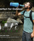 Man using Grab And Go Squeezable Water Filtration System With Survival Purifier Kit near river