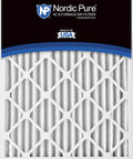 Pleated MERV 13 Air Filter 24x24x2 3 Pack For Home HVAC Easy Install, close-up of white pleated filter material in frame