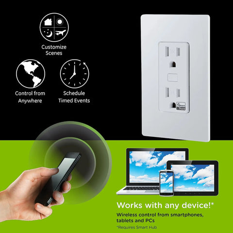 Z Wave Smart Receptacle Outlet With Alexa And Google Assistant Support One Always On Outlet And One Controlled Outlet Tamper Resistant