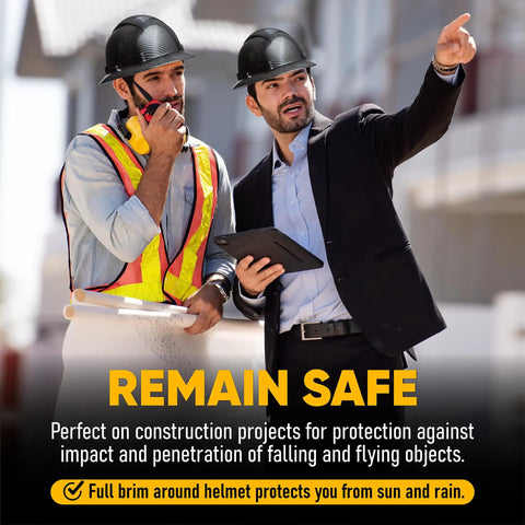 Full Brim Vented Construction Hard Hat With 6 Point Ratcheting System Meets ANSI Z89 1 OSHA Safety Helmet Carbon Fiber Look