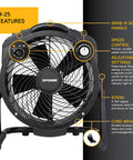 Xpower M-25 Ozone Air Neutralizing Fan With Powerful Axial Air Mover, features like speed control and adjustable settings.