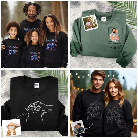 Personalized Mechanic Sweatshirt With Custom Full Name Embroidered On Sleeve Ultra Soft Heavyweight Crewneck Pullover for family in various colors.