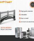 Heavy Duty Dryer Lint Filter Case Screen For Samsung Dryers DVE45T6000W DV42H5200EW DV42H5000EW AP4578777 DC61-02595A Replacement Part With Stainless Steel Filter And ABS Frame shown with appliances
