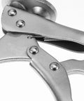 Close-up of a Two Pack 9 Inch Drill Press Locking Clamp Set With Heavy Duty Grip Clip, Titanium Plated 1045 Steel For Anti Corrosion