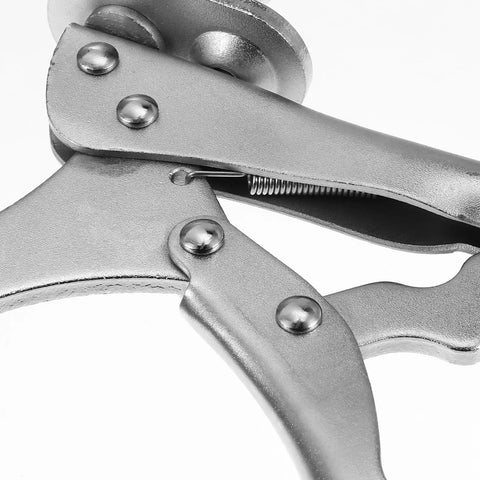 Close-up of a Two Pack 9 Inch Drill Press Locking Clamp Set With Heavy Duty Grip Clip, Titanium Plated 1045 Steel For Anti Corrosion