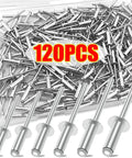 5 Box Aluminum Blind Rivet Assortment Kit Pop Rivets For Boat Duct Home Repair With Quick Tool Application And Strong Vibration Resistant Mechanical Hold, 120 pcs