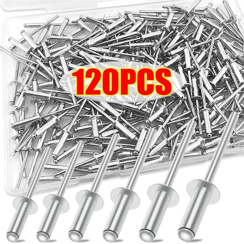5 Box Aluminum Blind Rivet Assortment Kit Pop Rivets For Boat Duct Home Repair With Quick Tool Application And Strong Vibration Resistant Mechanical Hold, 120 pcs