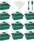12 pack seed starter trays with 144 cells humidity adjustable dome kit and base greenhouse trays for seedlings propagator