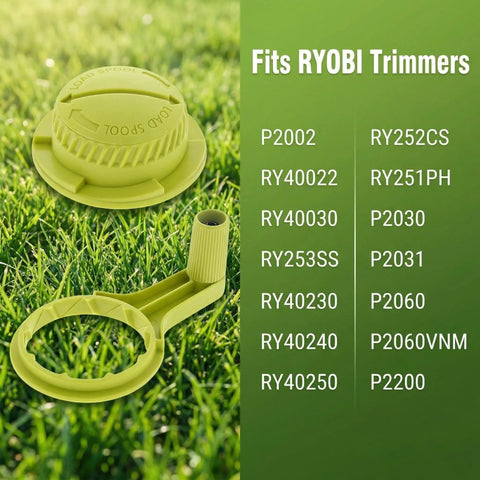 Bump Knob And Bump Feed Trimmer Head Handle Replacement Kit For Ryobi Straight Shaft Trimmers on grass with model numbers