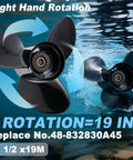 Beefed Up Aluminum Boat Propeller For Mercury And Mercruiser Sterndrives With 14 And A Half Inch Diameter And 19 Pitch Three Blade