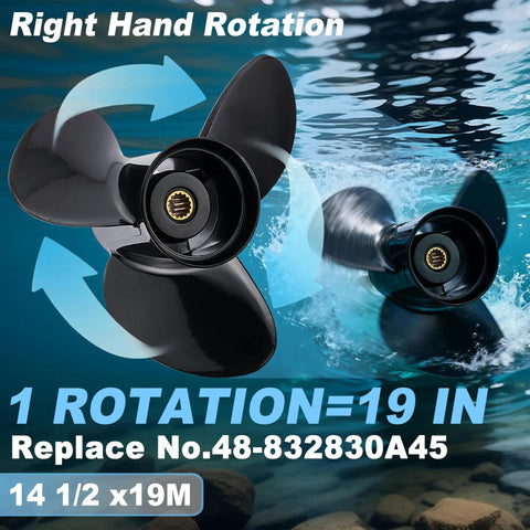 Beefed Up Aluminum Boat Propeller For Mercury And Mercruiser Sterndrives With 14 And A Half Inch Diameter And 19 Pitch Three Blade