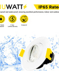 Kick Your Lighting Game Up A Notch With These Solid 3 Inch Gimbal Recessed Downlights 16 Pack 8W Led 600 Lumens Cct Switch 27k To 50k Dimmable Canless Ic Rated White Finish Get Lit Now, showing IP65 rated recessed downlight design.