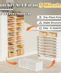 9-Tier Portable Shoe Rack Organizer For Closet Holds Up To 36 Pairs Clear Plastic Collapsible Shoe Storage Box Stackable Cabinet With Door Perfect For Sneakers Boots And Sandals In A Tight Closet