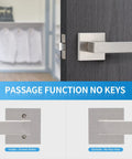 Six Pack Keyless Passage Lever Door Handle Set For Hallways And Closets Heavy Duty Reversible Satin Nickel Easy Install