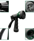 Durable ABS Garden Hose Nozzle with seven adjustable sprays including Jet, Shower, Mist, Cone, Soaker, Flat, and Center patterns
