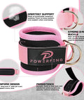 Heavy Duty Ankle Straps For Cable Machines Secure Fit Glute Kickback Cuffs with 7mm neoprene padding and D-ring buckle.