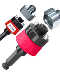 Fast Change Hole Saw Mandrel With 7/16 Inch Shank Quick Connect Arbor for 9/16 to 10 Inch Hole Saws, components shown