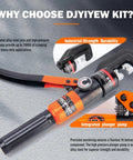 Workhorse Hydraulic Crimping Tool For 12 AWG To Two Zero Gauge Wire, 8 Ton Crimper With 9 Die Set And Ergonomic Handle For Electrical, Battery, And Welding Cables, Heavy Duty, Long Lasting Performance, black and orange hydraulic crimping tool