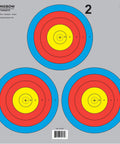 Vegas Archery 5 Spot and 3 Spot Targets 40 cm Heavy Duty Practice Faces with precise ring spacing, showing three target faces.