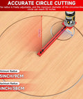 Bulletproof Adjustable Router Circle Cutting Jig For Compact Shop Setups Smooth Arc Routing And Super Precise Curved Edge Trimming Made Dead Simple, showing adjustable radius of 3.5 to 15 inches on wood.