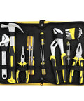 19 Piece Household Tool Kit Set With Pliers Screwdrivers Hex Keys And Wrenches Includes Storage Bag displayed open