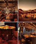 Outdoor dining with G40 Replacement Light Bulbs 120V 5W Warm White E12 Candelabra Base Dimmable Clear Glass Globe Edison Style 25 Pack