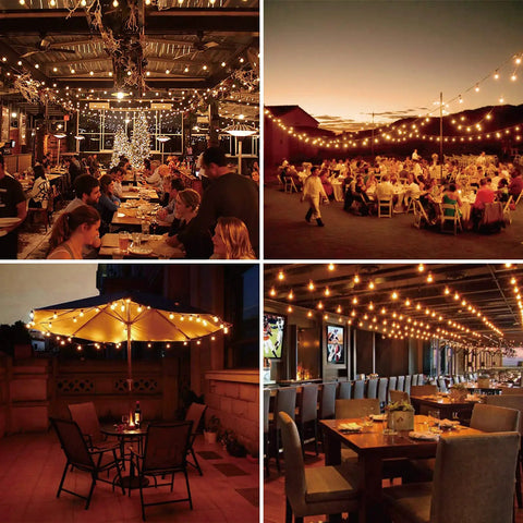 Outdoor dining with G40 Replacement Light Bulbs 120V 5W Warm White E12 Candelabra Base Dimmable Clear Glass Globe Edison Style 25 Pack