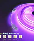 5V USB RGB COB LED Strip Light 4.92ft Color Changing Tape With Bluetooth Control rolled and glowing purple light