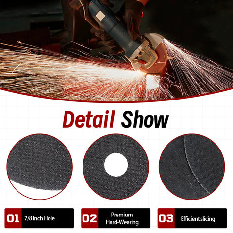 Cutting metal with 100 Pack 7 Inch Cut Off Wheels For Metal And Stainless Steel Seven Eighths Inch Arbor One Sixteenth Inch Thick Self Sharpening Premium Heavy Duty Abrasive Discs For Fast Clean Cuts