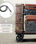 One Meter Motorcycle Luggage Strap Bungee Cord with Carabiner Hooks on vintage luggage cart