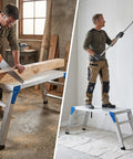 Height Adjustable Work Platform And Folding Aluminum Step Ladder Portable And Lightweight Yet Built Tough With 330 Lb Rating Perfect For Vehicle Washes Window Cleaning Do It Yourself Projects And Maintenance