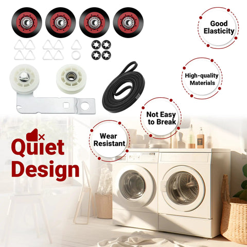 Premium 4392067 Dryer Repair Kit With W10837240 Idler Pulley And WPW10314173 Roller shown alongside laundry setup