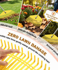 Heavy Duty Leaf Rake With 16.5 Inch Nylon Head And 51 Inch Adjustable Stainless Steel Handle: safe use on various surfaces.