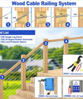Wood cable railing system with steps using 40 Pack T316 Marine Grade Stainless Steel 30 Degree Beveled Cable Railing Sleeves For Wood Posts Protecting One Eighth Inch Cables On DIY Balustrades And Outdoor Stairs Ramps Heavy Duty CR30 detail list.