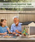 Outdoor Wooden Little Library Box For DIY Book Exchange In Neighborhoods And Schools with people painting
