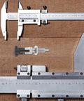 Heavy Duty Stainless Steel Spring Plunger Pin With Knurled Grip And Quick Release Pull Ring on caliper measuring tool.