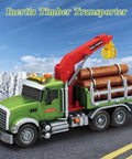 Epic 15 Inch Logging Truck Toy For Kids Ages 3 To 8 With Loading Crane And Six Timber Trunks Lights And Sounds Friction Powered Farm Vehicle Gift For Boys And Girls Birthday