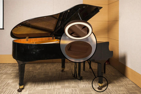 Three And A Quarter Inch Bed Roller And Furniture Wheel Gripper Caster Cups Set Of Four In Chocolate Brown under piano leg
