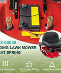 4Pcs Lawn Mower Seat Suspension Spring Replacement Kit For Riding Mowers And Zero Turn Machines installed on red mower