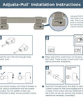 Adjusta-Pull installation guide for 5 Pack Matte Black Cabinet Handles And Adjustable Drawer Pulls Fits 1-3/8 to 4 Inch Hole Centers.