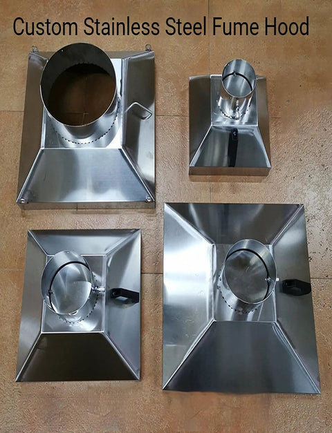 Heavy Duty Flexible Fume Extractor Arm With Stainless Steel Smoke Collector Hood For Welding And Garage Dust Extraction 8 Inch Adjustable Hardcore Workhorse System showing four stainless steel hoods