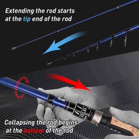 Portable Telescopic Casting And Spinning Fishing Rods Go-To Travel Companion 24T Carbon Blanks Solid Tip in hand operation