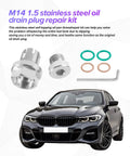 Premium Universal Engine Oil Drain Plug Kit made from Durable 304 Stainless Steel That Seals Like A Dream Includes Wrench And O-Ring For Easy Install On Cars SUVs Sedans Trucks And Rvs Without Breaking The Bank, M14 1.5 repair kit with washers and car