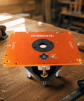 Industrial Grade Aluminum Router Lift Kit Dime Drop Height Adjustment with dial scale for woodworking table setup.