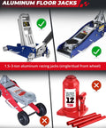 Diagram showing Heavy Duty Aluminum Floor Jack Wall Mount For 1.5 To 3 Ton Low Profile Jacks Universal Holder with compatibility check.